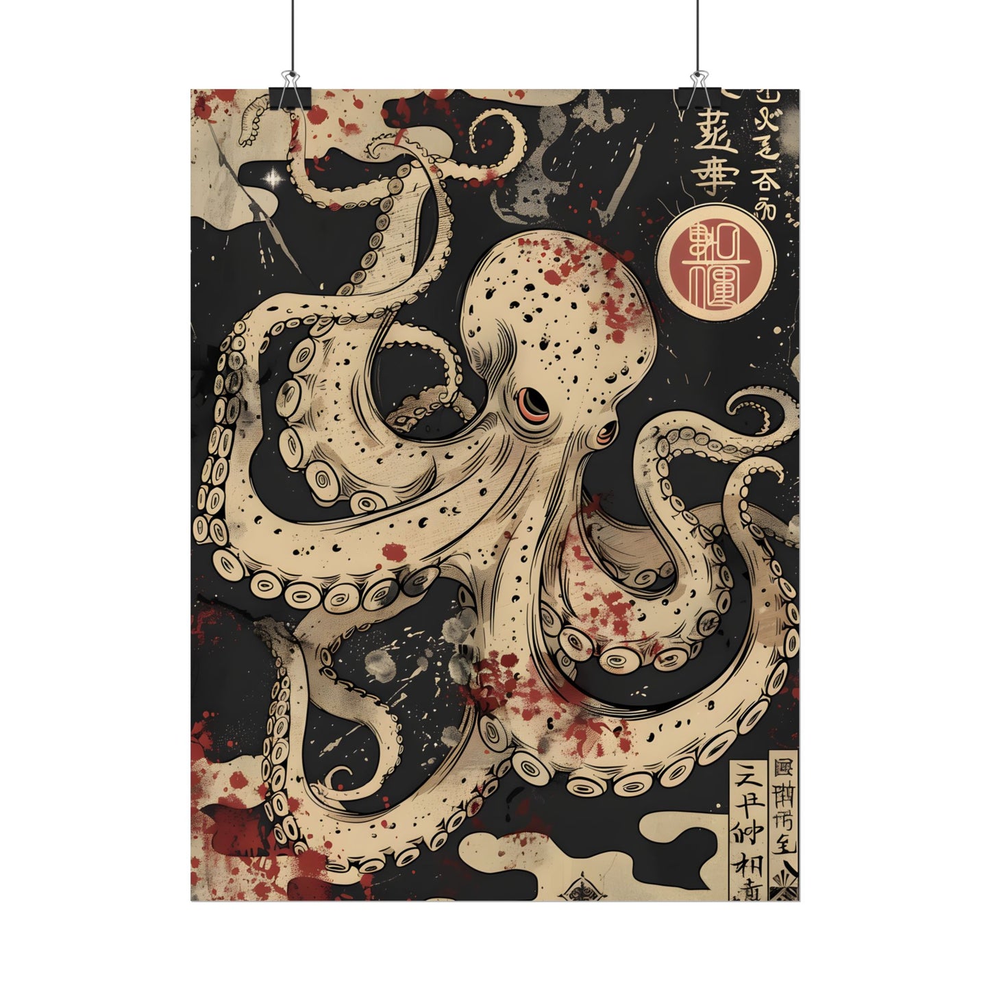 Stylized Japanese Octopus: Minimal Artwork - Poster