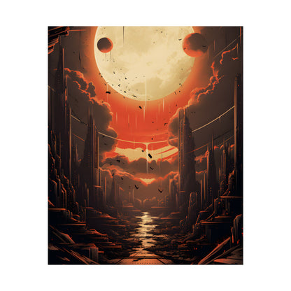 Cyberpunk Night Cityscape: Neon Lights Digital Artwork - Poster
