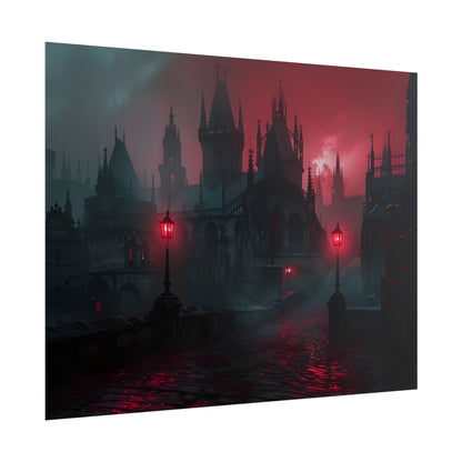Dark Gothic Cityscape: Misty Twilight Artwork - Poster