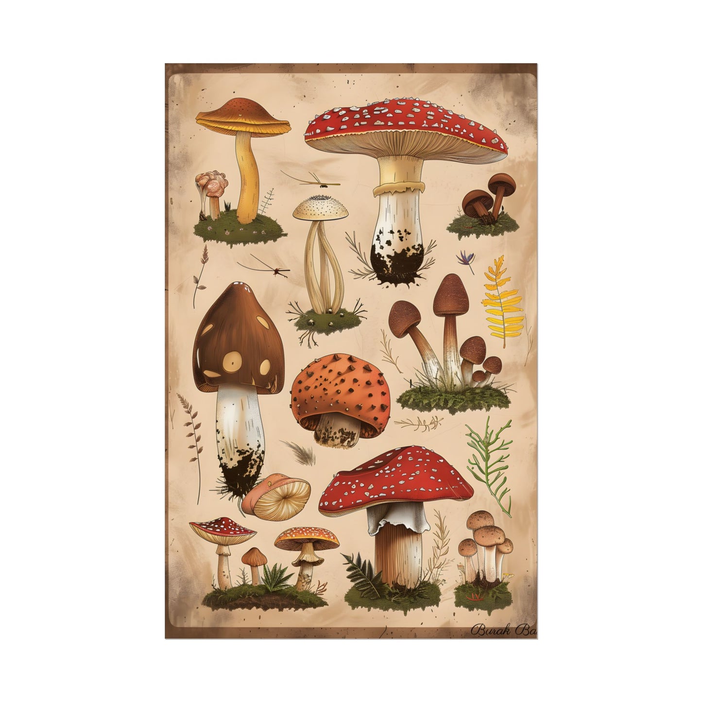 Vibrant Mushroom Species Poster: A Colorful Collection - Poster