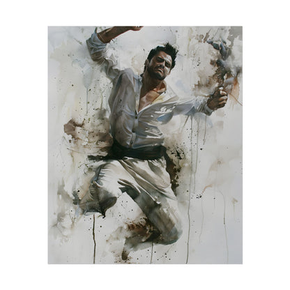Watercolor Artwork: Man Dancing in Dynamic Movement - Poster