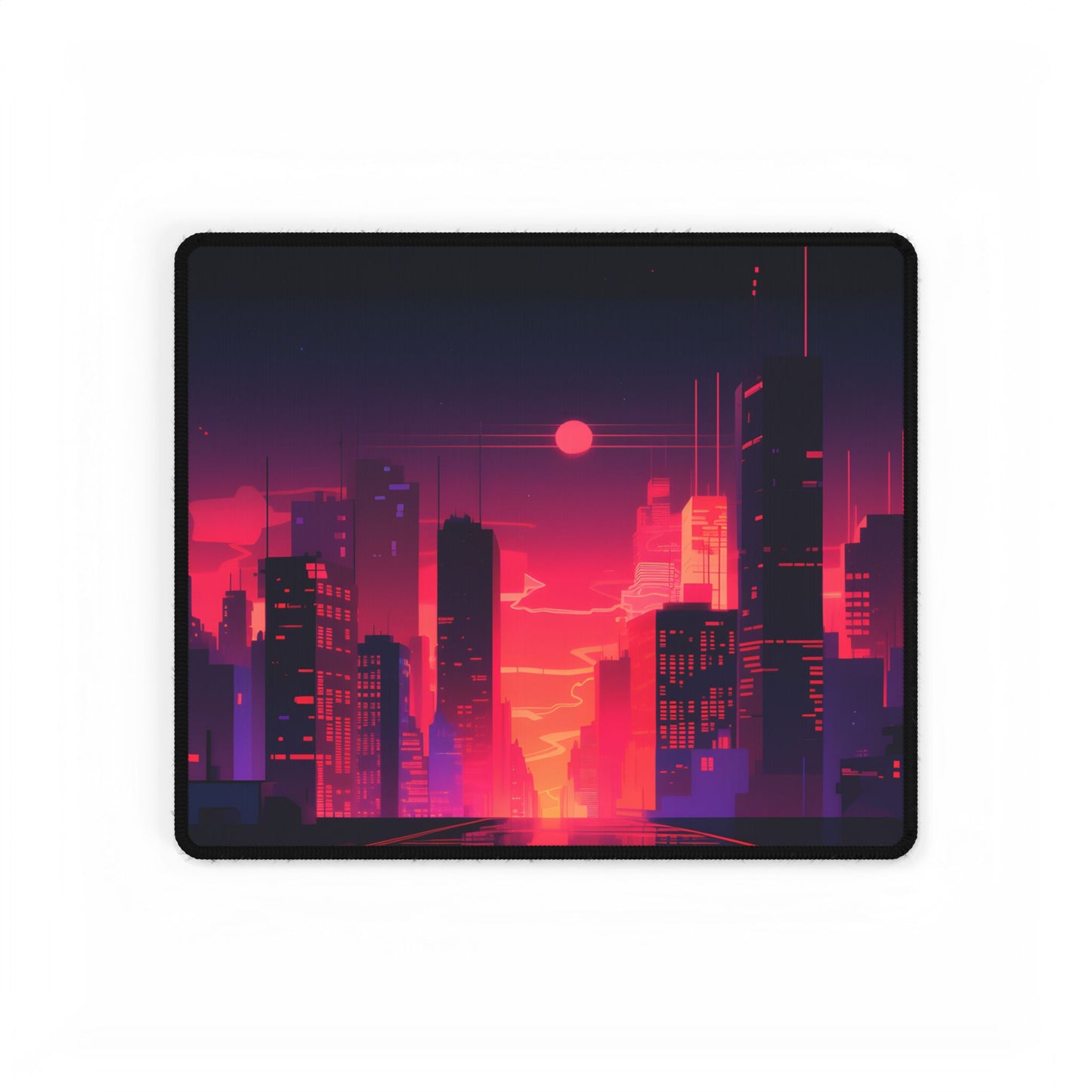 Cyberpunk Night City: Melancholic Digital Artwork - Desk Mat