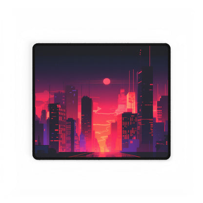 Cyberpunk Night City: Melancholic Digital Artwork - Desk Mat