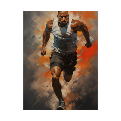 Passionate Athlete in Motion: Dynamic Portrait Artwork - Poster