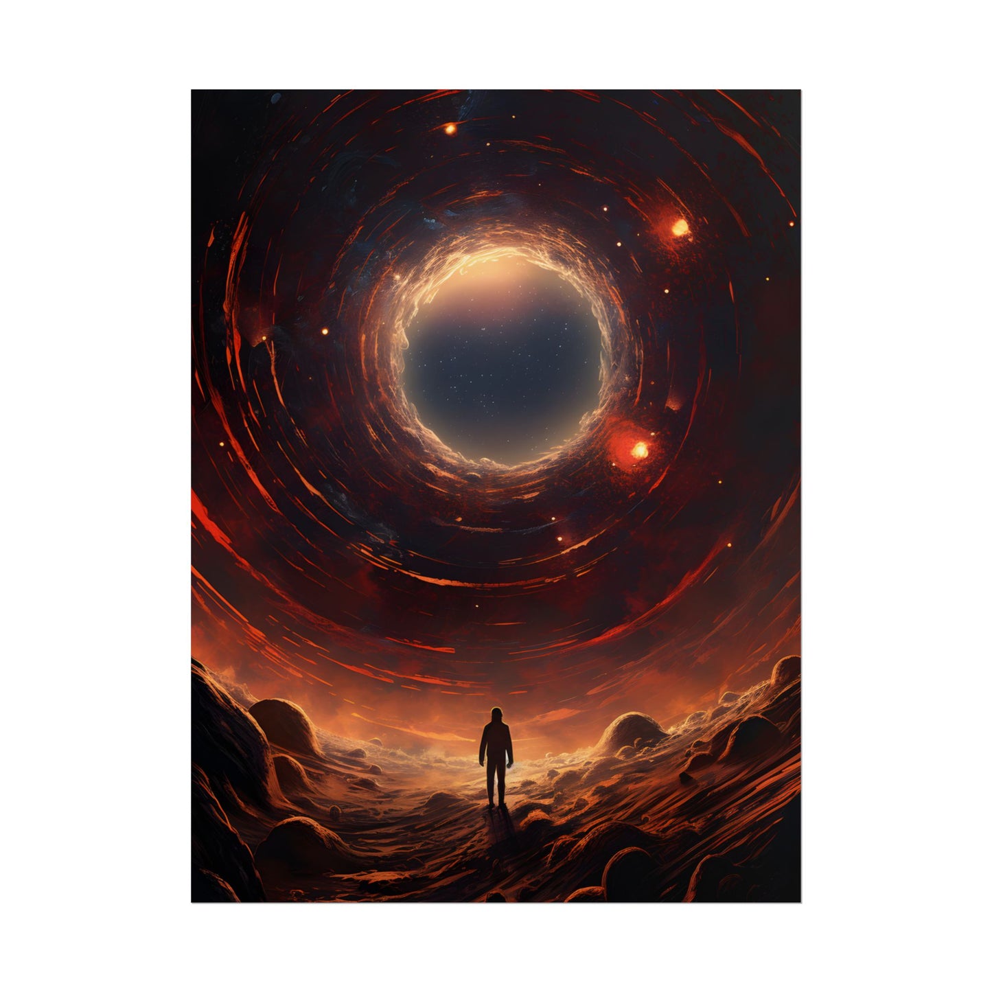 Black Hole Cosmic: A Realistic Digital Artwork of a Planet in Orbit - Poster