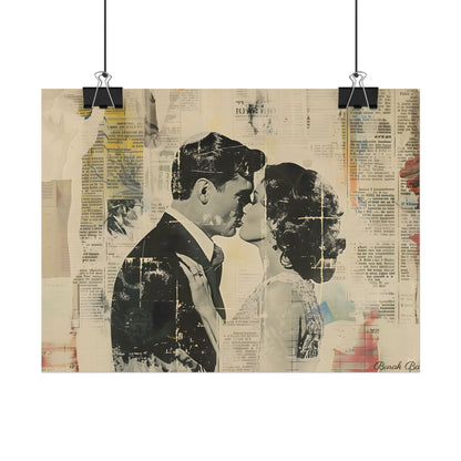 Vintage Romance: Celebratory Couple Art Poster - Poster