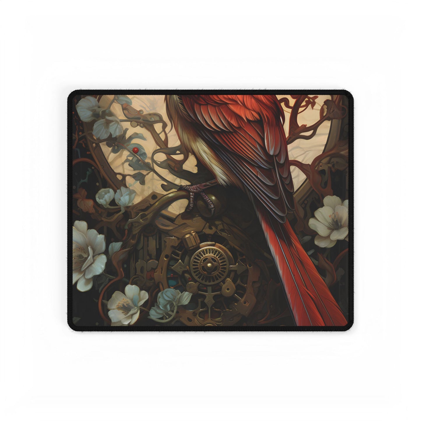 Mystical Songbird Guardian Amulet: Symbolic Artwork - Desk Mat