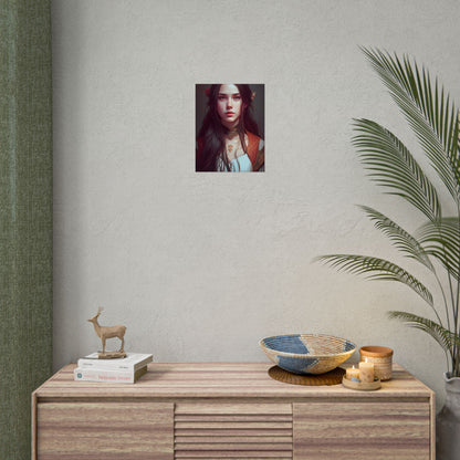Sophisticated Female Portrait: Brown Hair Artwork in Focus - Poster