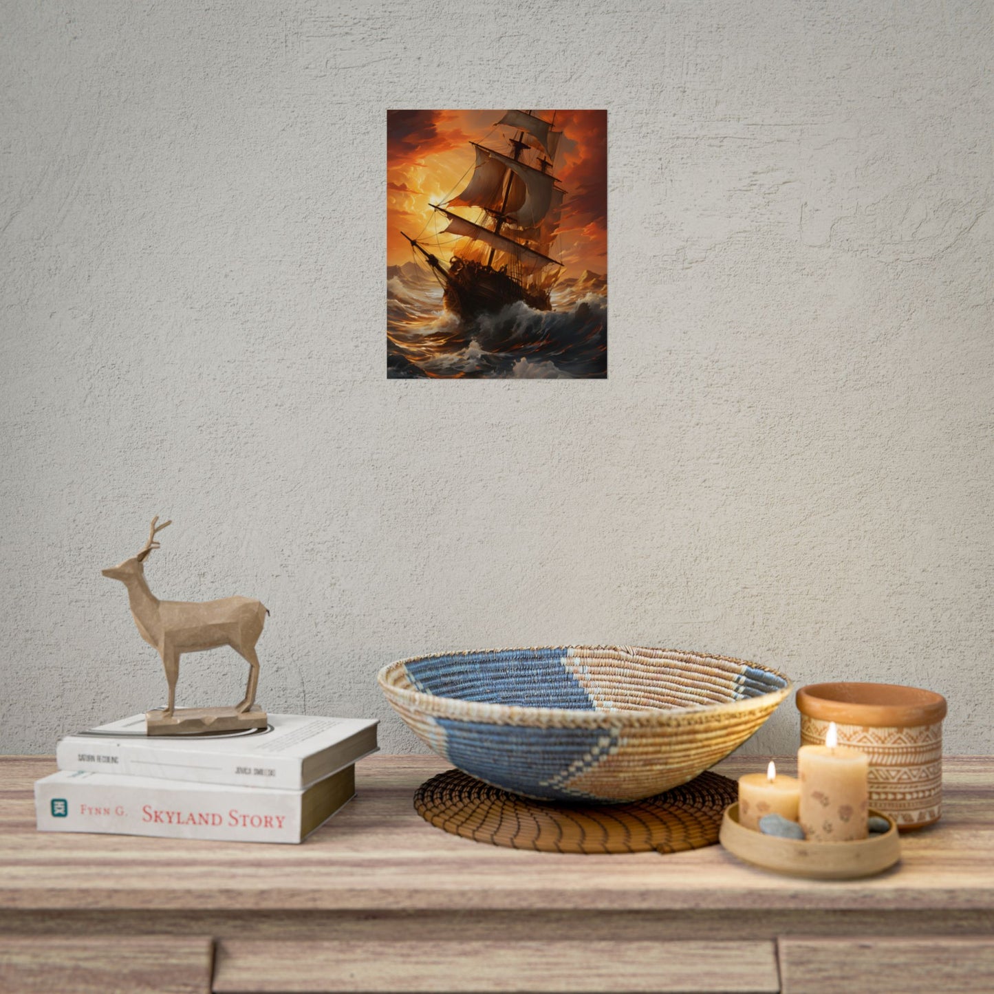Breathtaking Ship in Realistic Oil Painting: Seafaring Artwork - Poster
