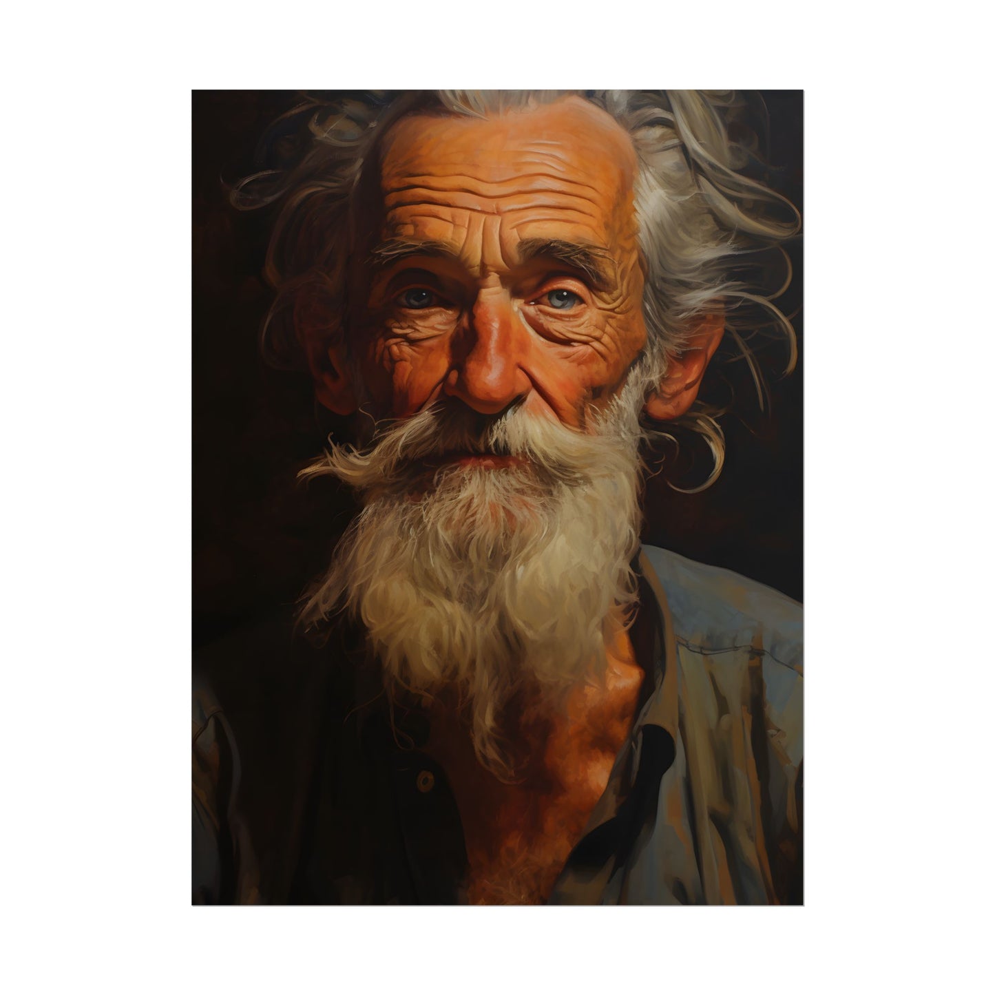 Elderly Wisdom: A Portrait of Timeless Senior Reflection - Poster
