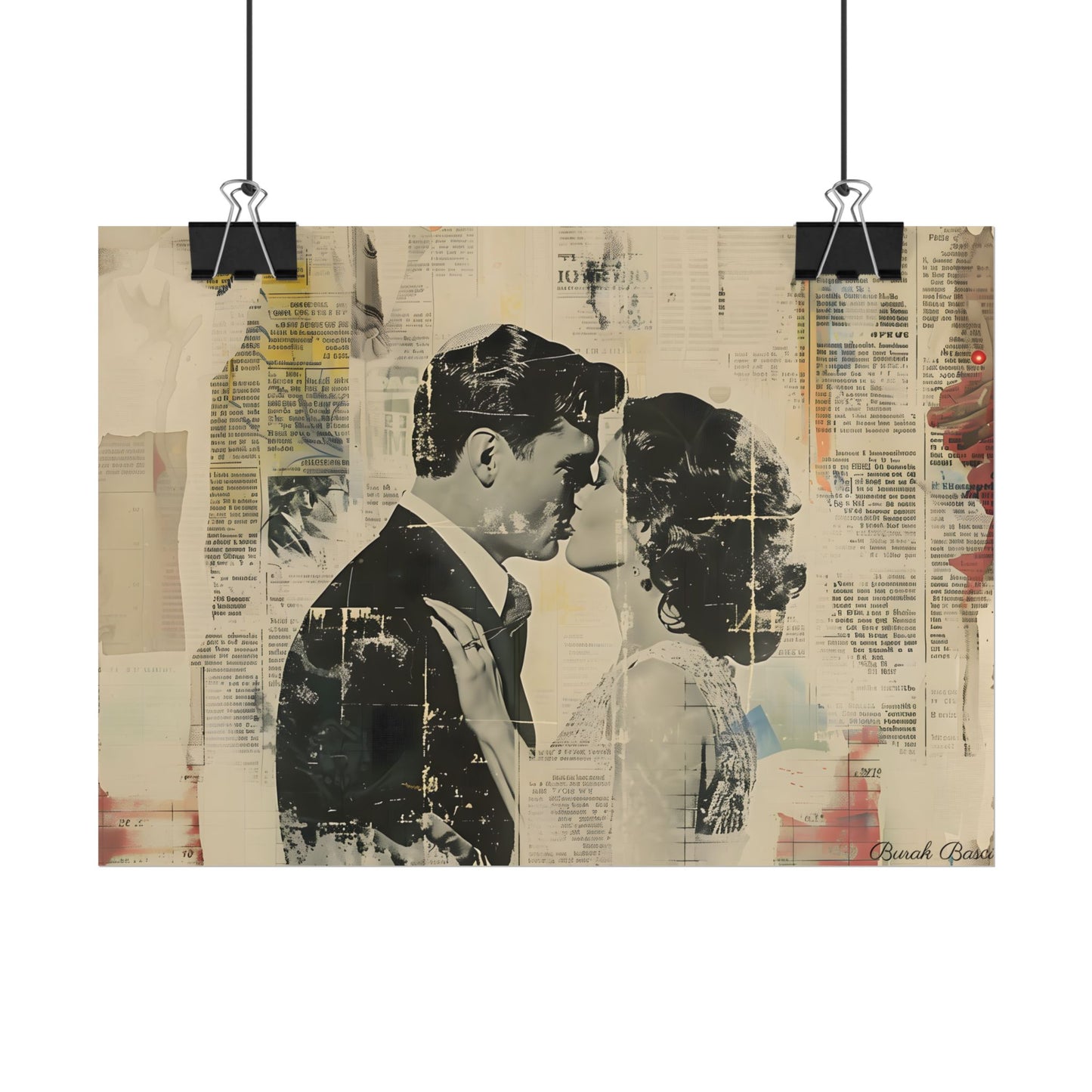 Vintage Romance: Celebratory Couple Art Poster - Poster
