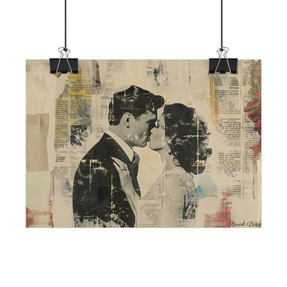 Vintage Romance: Celebratory Couple Art Poster - Poster