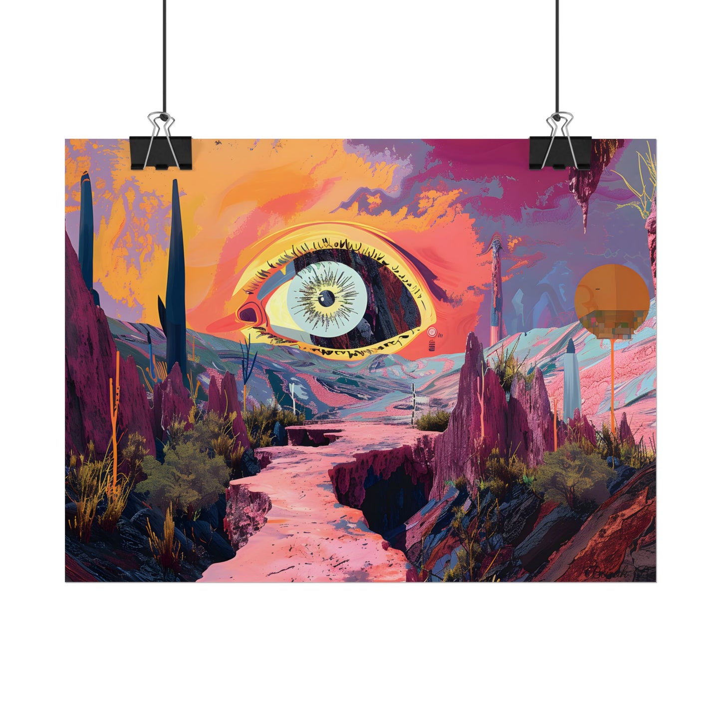 Surreal Eye: Vibrant Landscape Digital Art - Poster