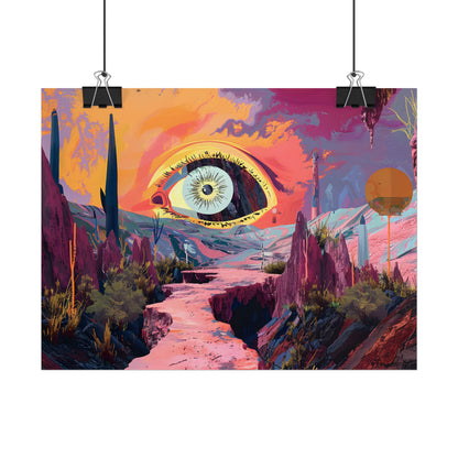 Surreal Eye: Vibrant Landscape Digital Art - Poster