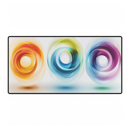 Vibrant Circles: A Dynamic Artwork of Swirling Colors - Desk Mat