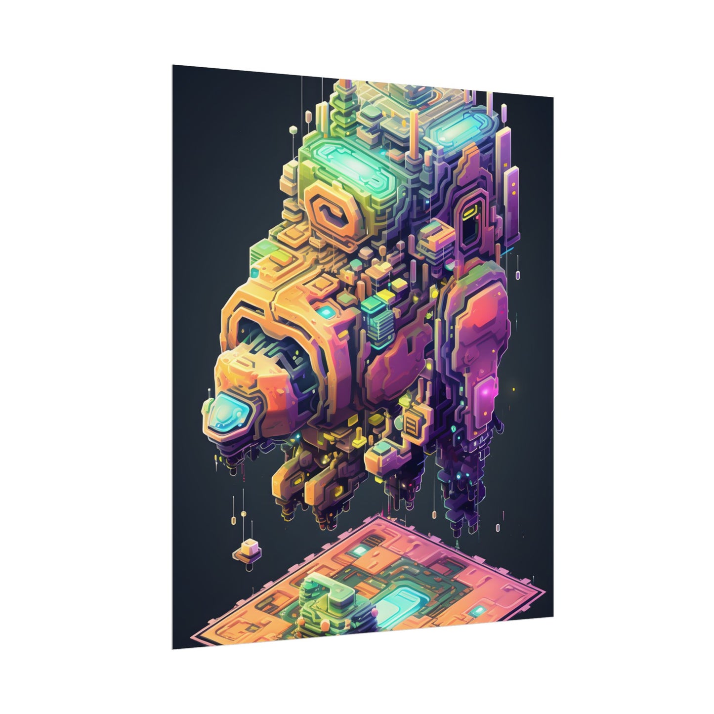 Pixel Punk Pets: Digital Artwork of Cyber-Pets in Pixelated World - Poster