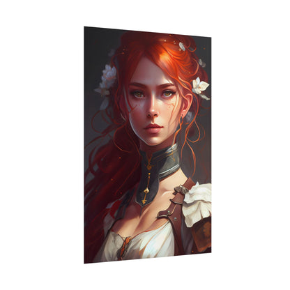Redheaded Beauty: Formal Portrait in Dark Dress - Poster