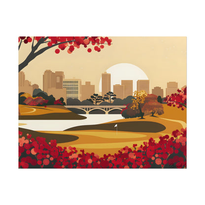 Retro Golf Illustration: Classic Course Scene - Poster