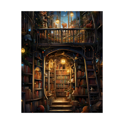 Magical Bookshop Art: A Serene & Enchanting Scene - Poster