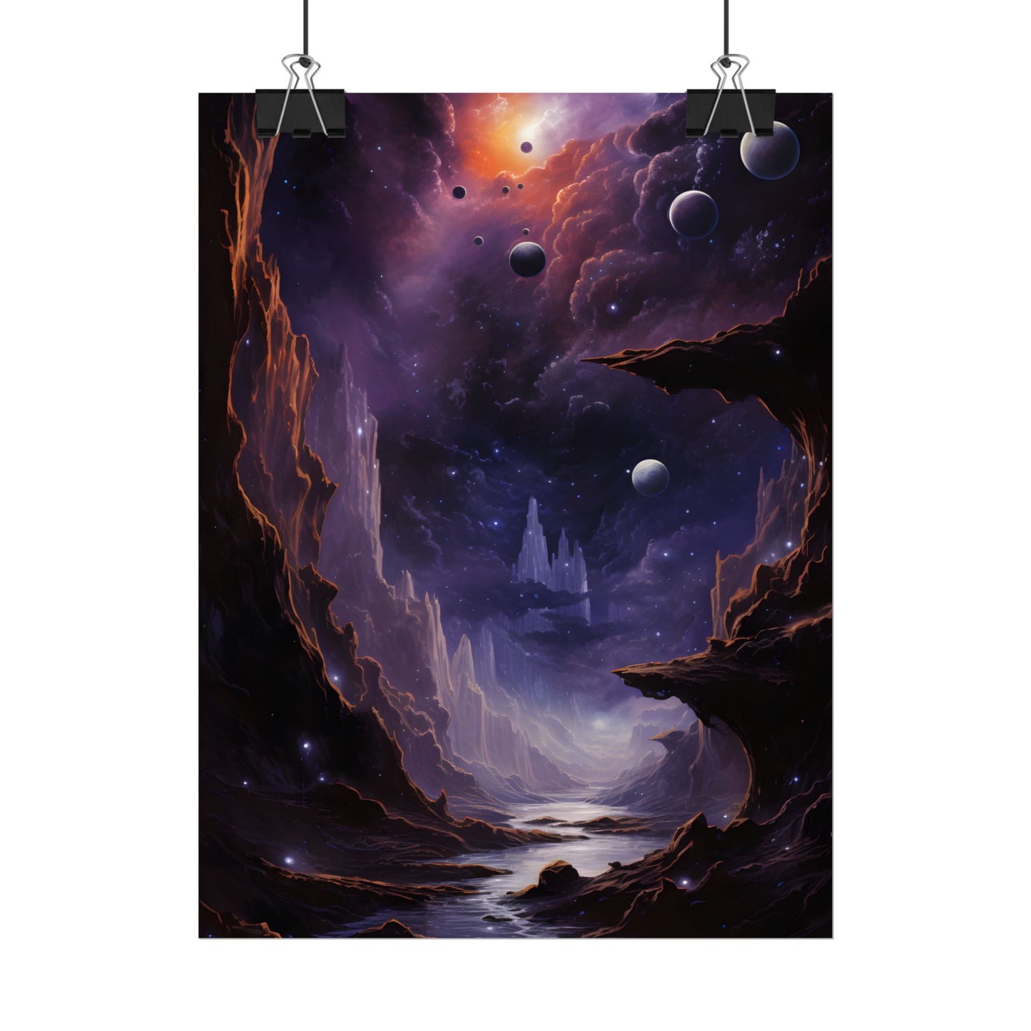 Black Hole Cosmic Odyssey: A Massive Planet's Journey Through Space - Poster