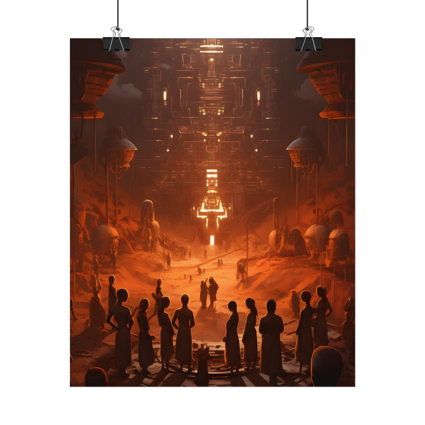 Vibrant Futuristic Tribal Gathering: Digital Art - Poster