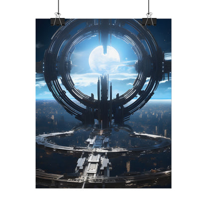 Futuristic Space Station: Orbiting Multimoon Planet Artwork - Poster