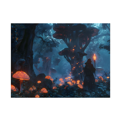 Mystical Forest Encounter: Vibrant Witch Artwork - Poster