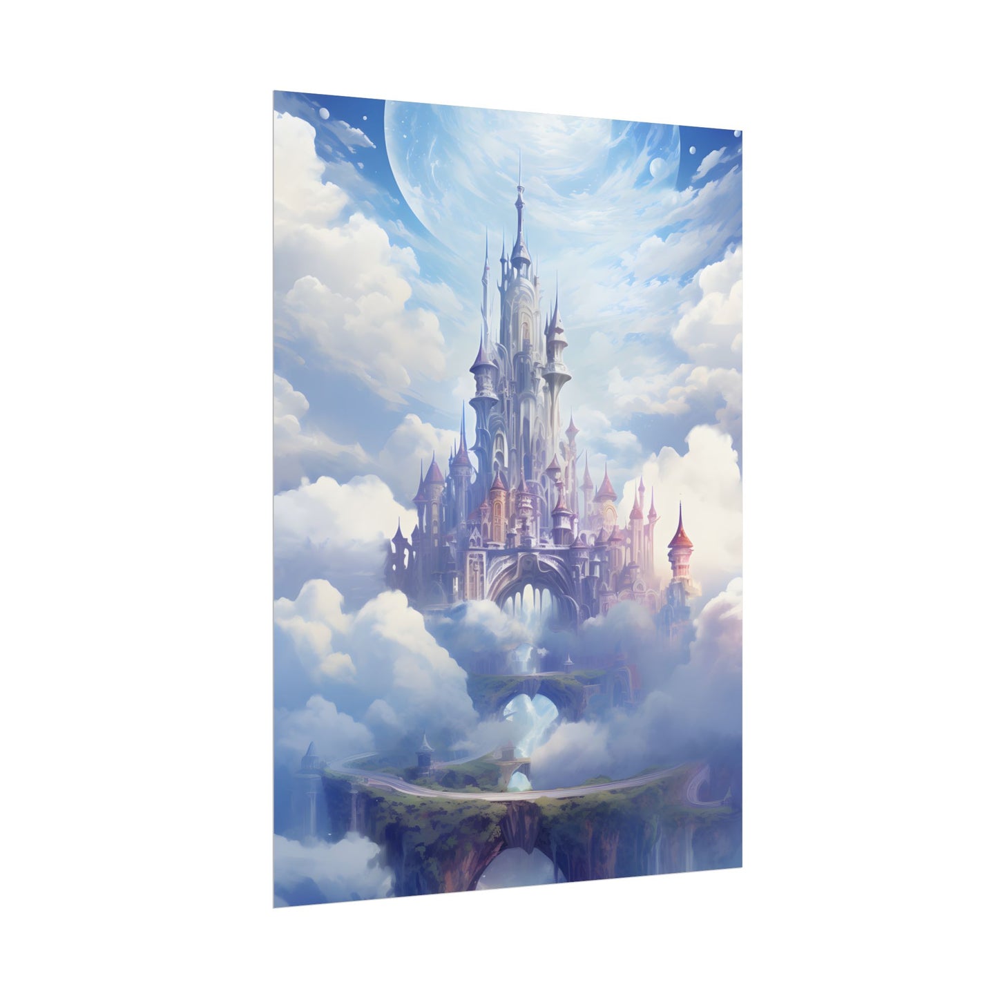 Floating Fantasy City: Celestial Digital Art - Poster