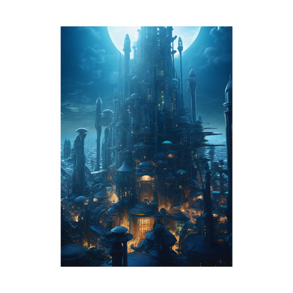 Underwater Futuristic Cityscape: Close Up Digital Artwork - Poster