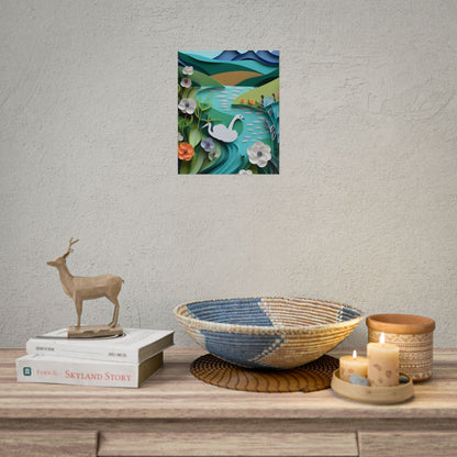 Vibrant Paper Quilling Island: A Beautiful Tropical Landscape - Poster