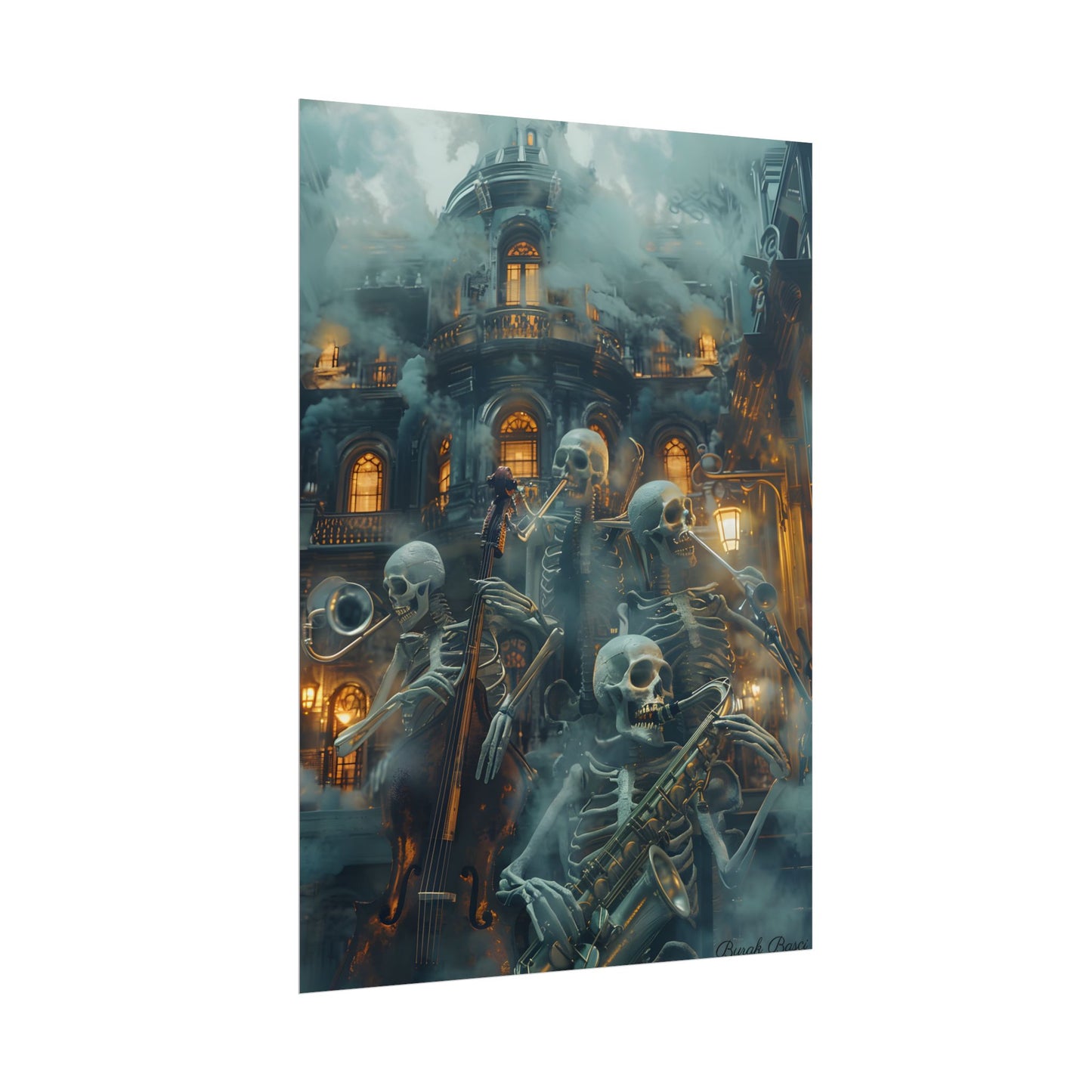 Victorian Lowbrow Skeleton Jazz Band: Dark Artwork - Poster