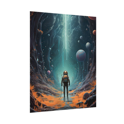 Futuristic Explorer: Sci-Fi Wilderness Encounter Digital Art - Poster
