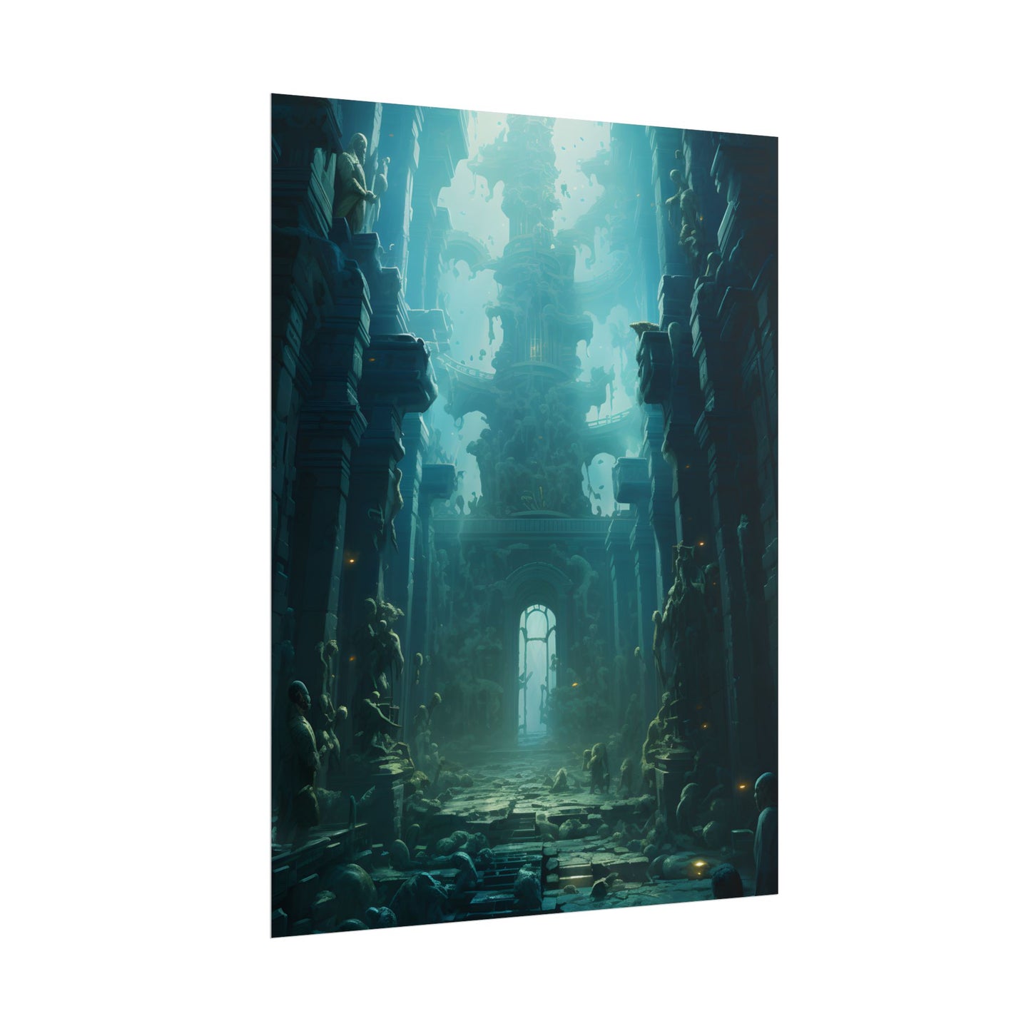 Lost Underwater Civilization: Ancient Ruins in Sunken Depths - Poster