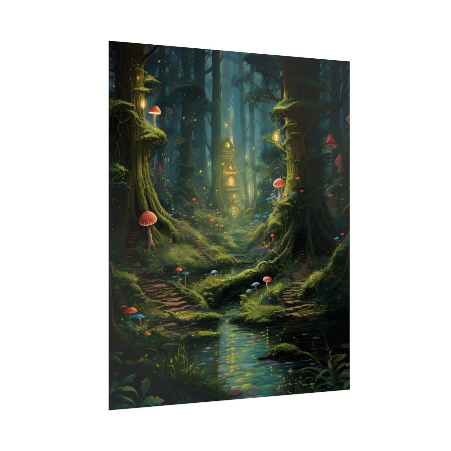 Enchanted Forest: Grimm's Fairy Tale Characters in Serene Woods - Poster