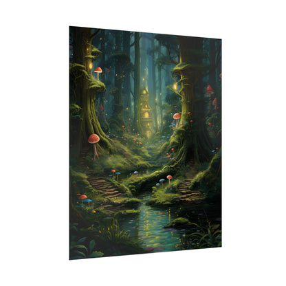 Enchanted Forest: Grimm's Fairy Tale Characters in Serene Woods - Poster
