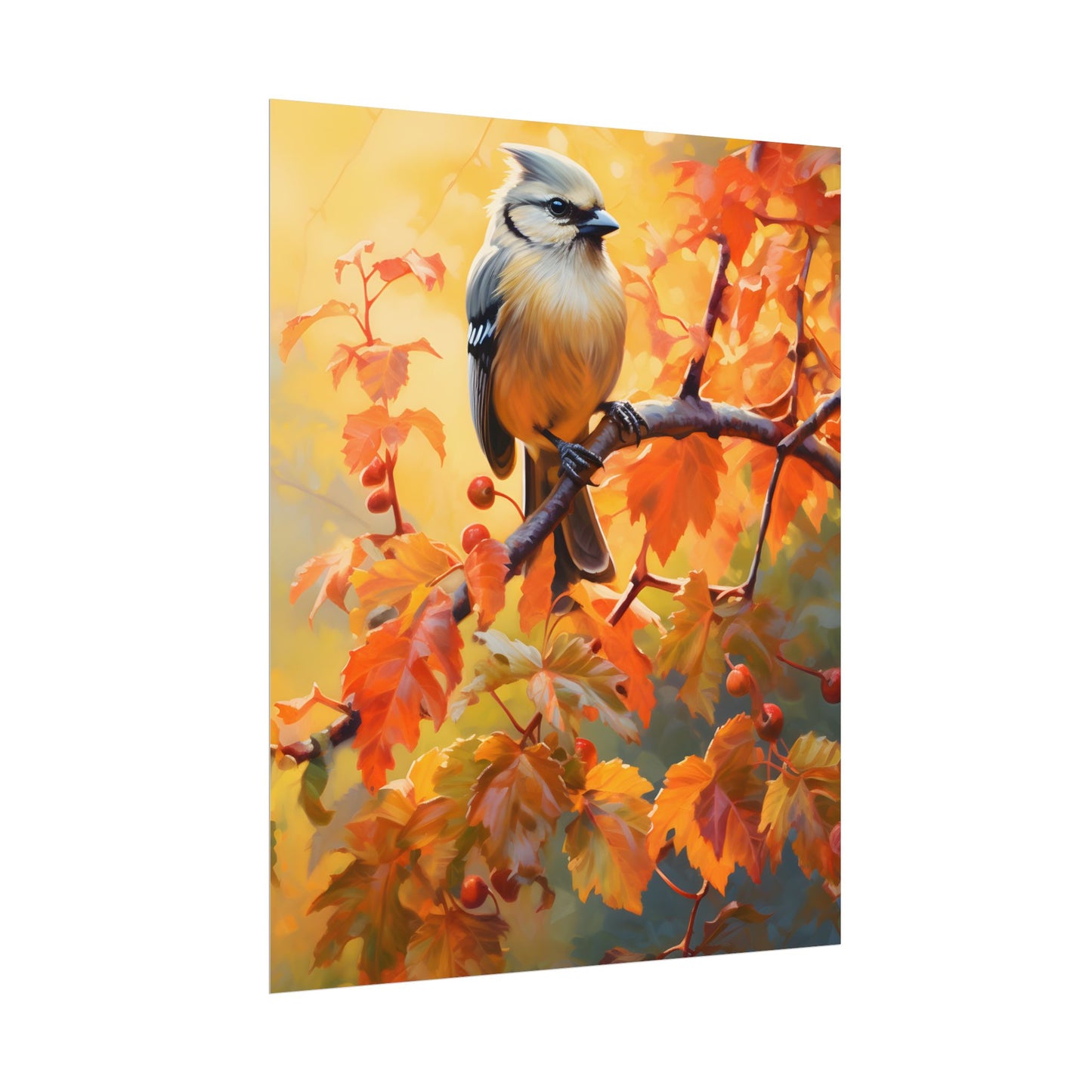 Vibrant Oak Branch: Oil Painting of Nature's Serenity - Poster