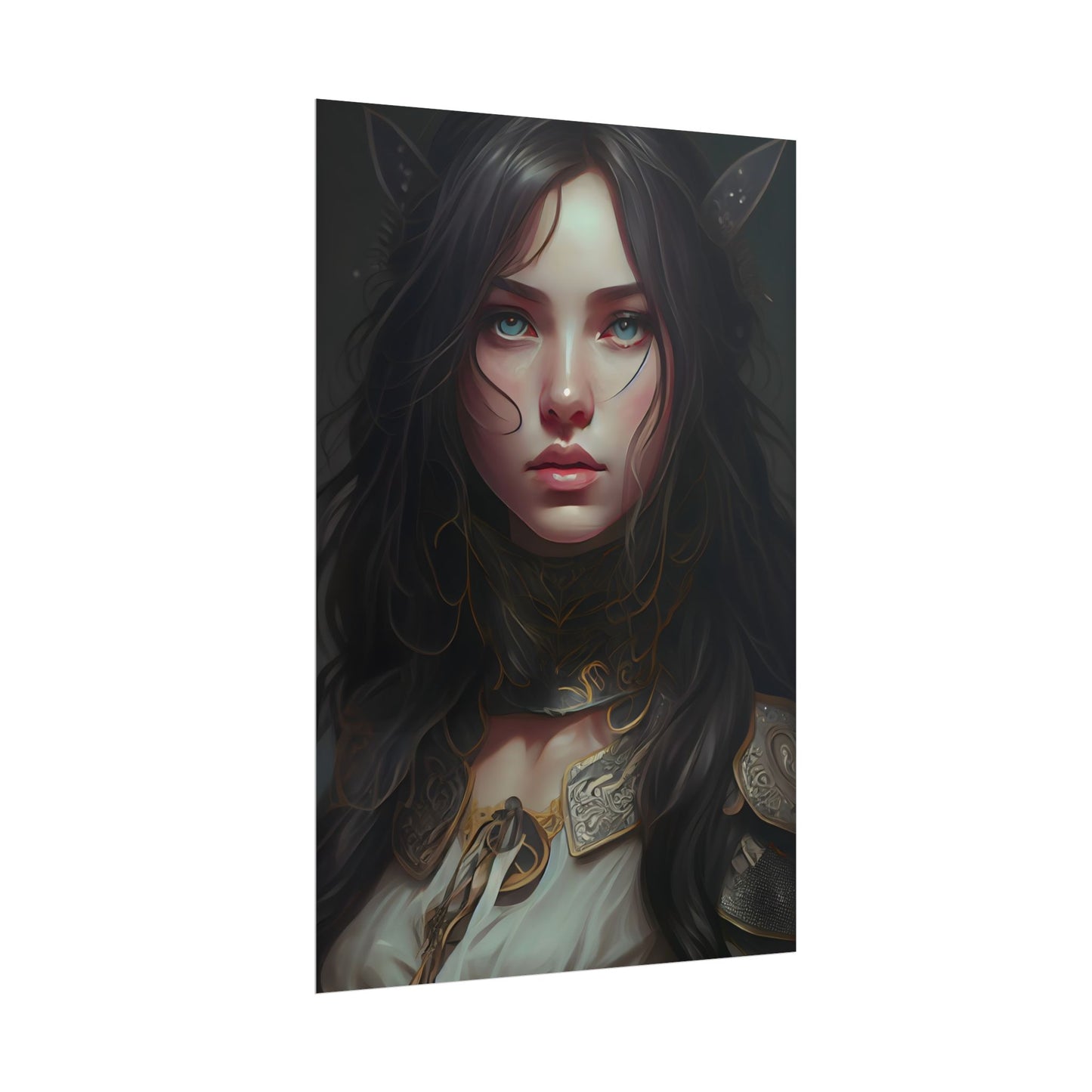 Vibrant Red Portrait: Dynamic Female Artwork - Poster