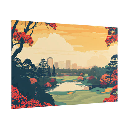 Retro-Style Augusta Georgia Golf Course: Vibrant Illustration Art - Poster