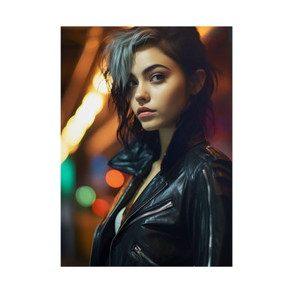 Vibrant Digital Art Print: Teenage Cyberpunk Close-Up - Poster