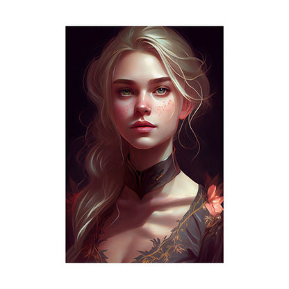 Astonishing Blonde Portrait: Artistic Beauty in Darkness - Poster