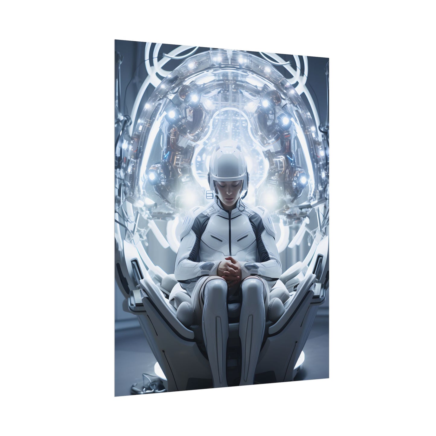 Elderly Man in a Complex Web: Medical Experiment Artwork - Poster