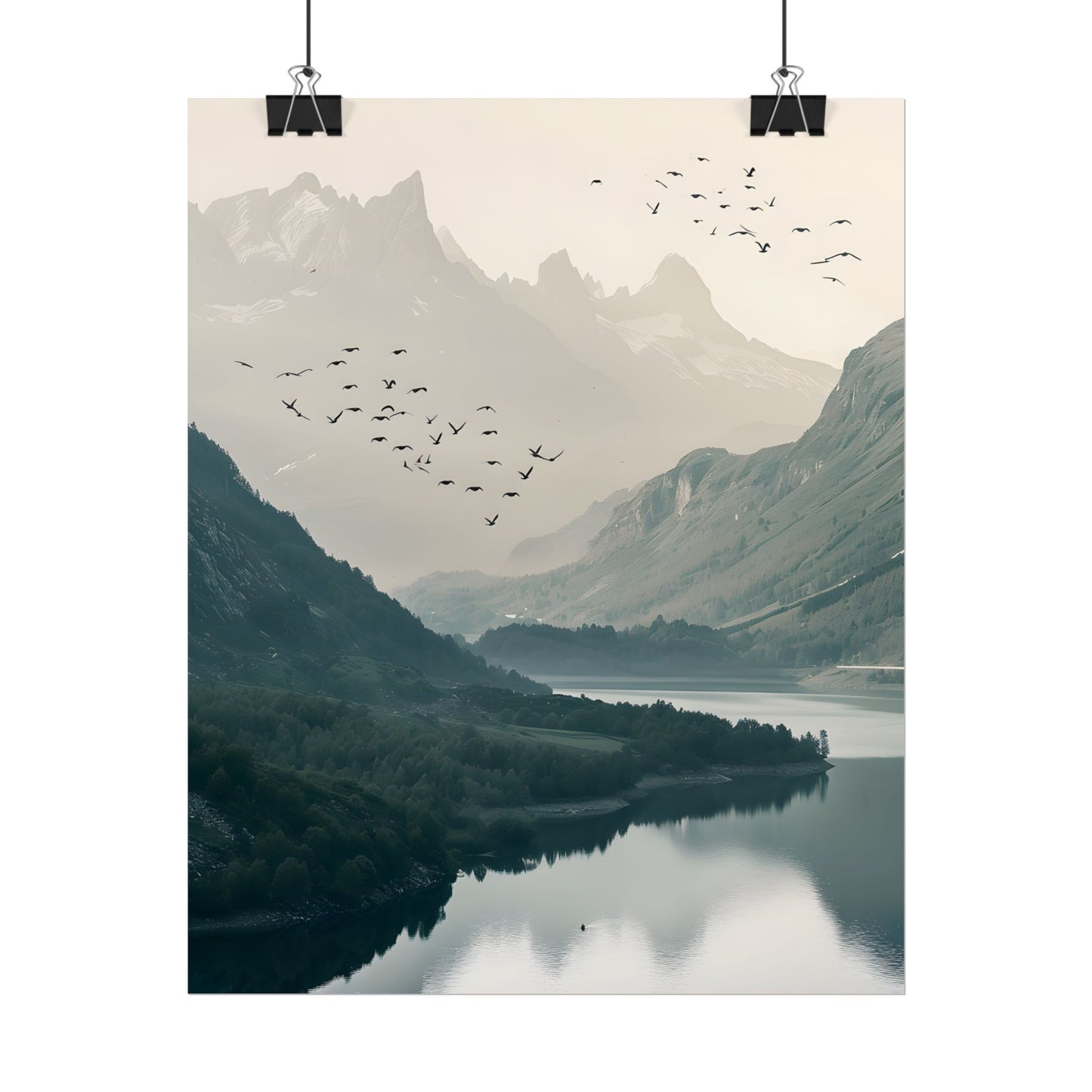 Serene Mountain Lake: A Peaceful Nature Artwork - Poster