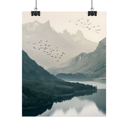 Serene Mountain Lake: A Peaceful Nature Artwork - Poster