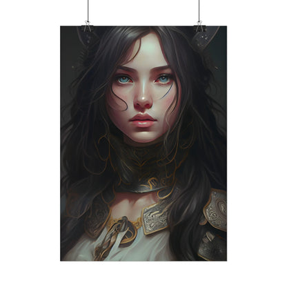 Vibrant Red Portrait: Dynamic Female Artwork - Poster