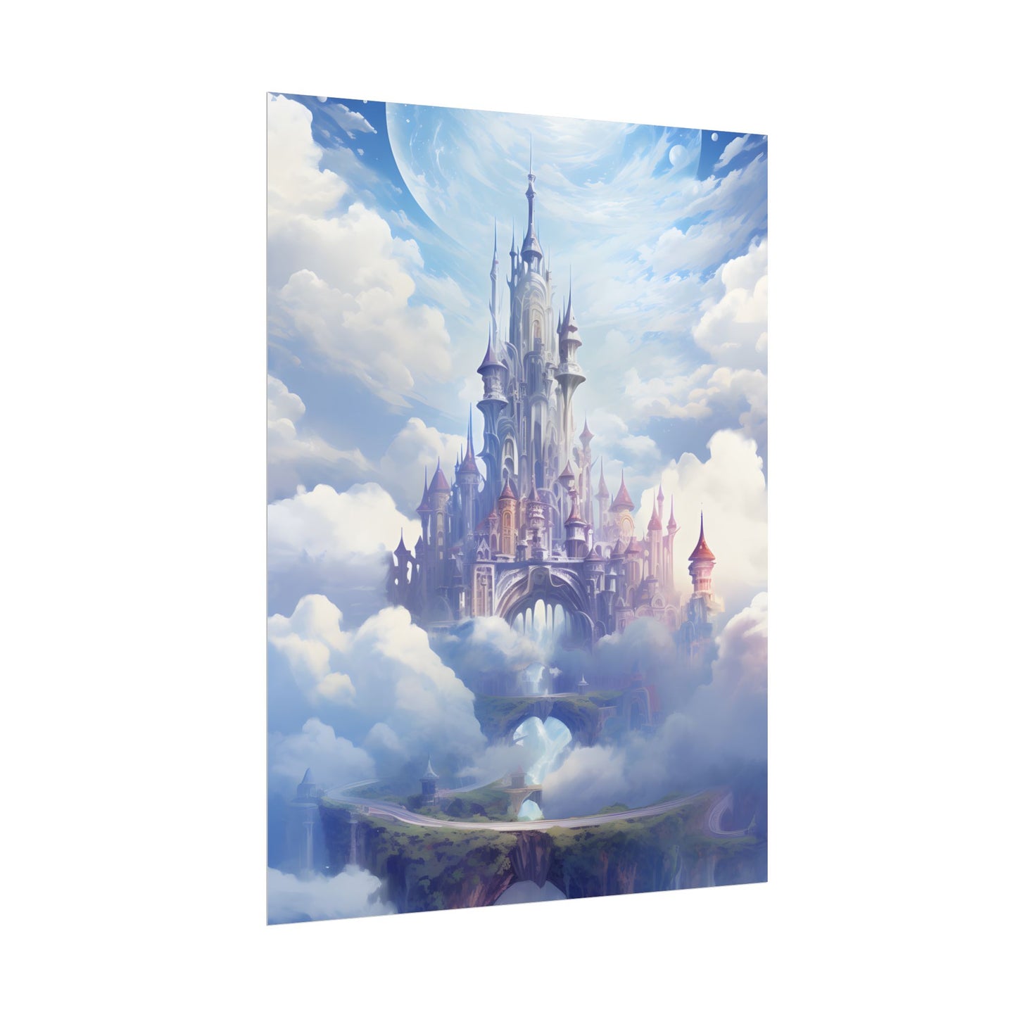 Floating Fantasy City: Celestial Digital Art - Poster