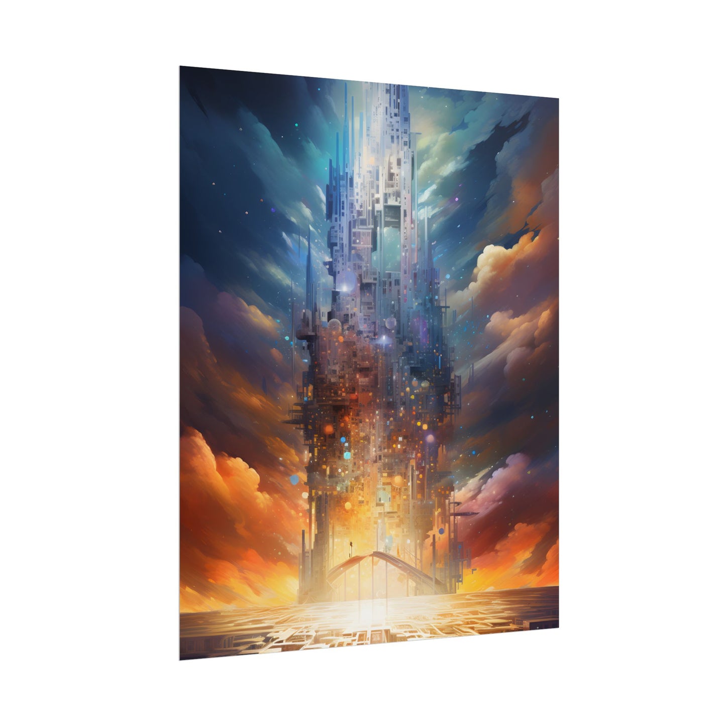 Vibrant Cyber Dreamscape: Abstract Digital Artwork - Poster