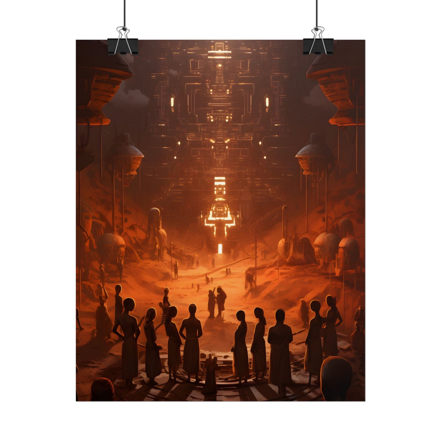 Vibrant Futuristic Tribal Gathering: Digital Art - Poster