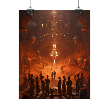 Vibrant Futuristic Tribal Gathering: Digital Art - Poster