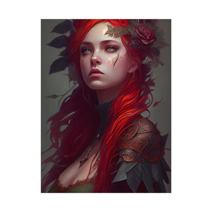 Intimate Red Hair Portrait: Artistic Female Figure in Black Dress - Poster