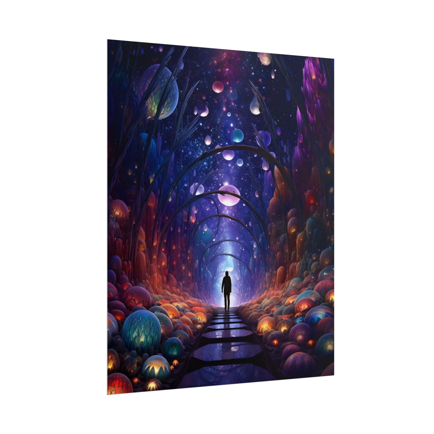 Celestial Art Gallery: Indoor Space with Starry Canvas - Poster